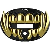 Loudmouth Football Mouth Guard - 3D Chrome Beast Football Mouthpiece, Fits Adult & Youth Ages 5+, Accessories Mouth Guard (3D Beast - Chrome Black/Gold)
