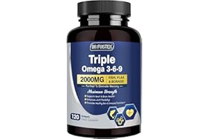 DRFOSTER Triple Omega 3-6-9 Fish Oil 2000mg with Vitamin E - EPA & DHA Fatty Acids Supplement - Supports Heart, Brain, Eye, Skin & Immune Health - Includes Flaxseed & Borage, Non-GMO, 120 Softgels