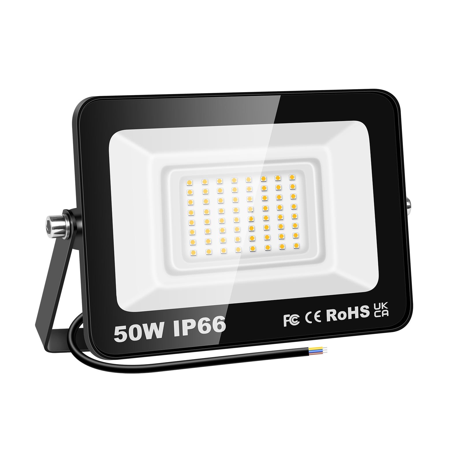 RIGIDON 50W LED Flood Light Outdoor 5000LM Super Bright Outdoor Lights 3000K Daylight Warm White IP66 Waterproof Security Lights for Garden, Garage, Yard, Sports Ground, Patio (Warm White, 50W)