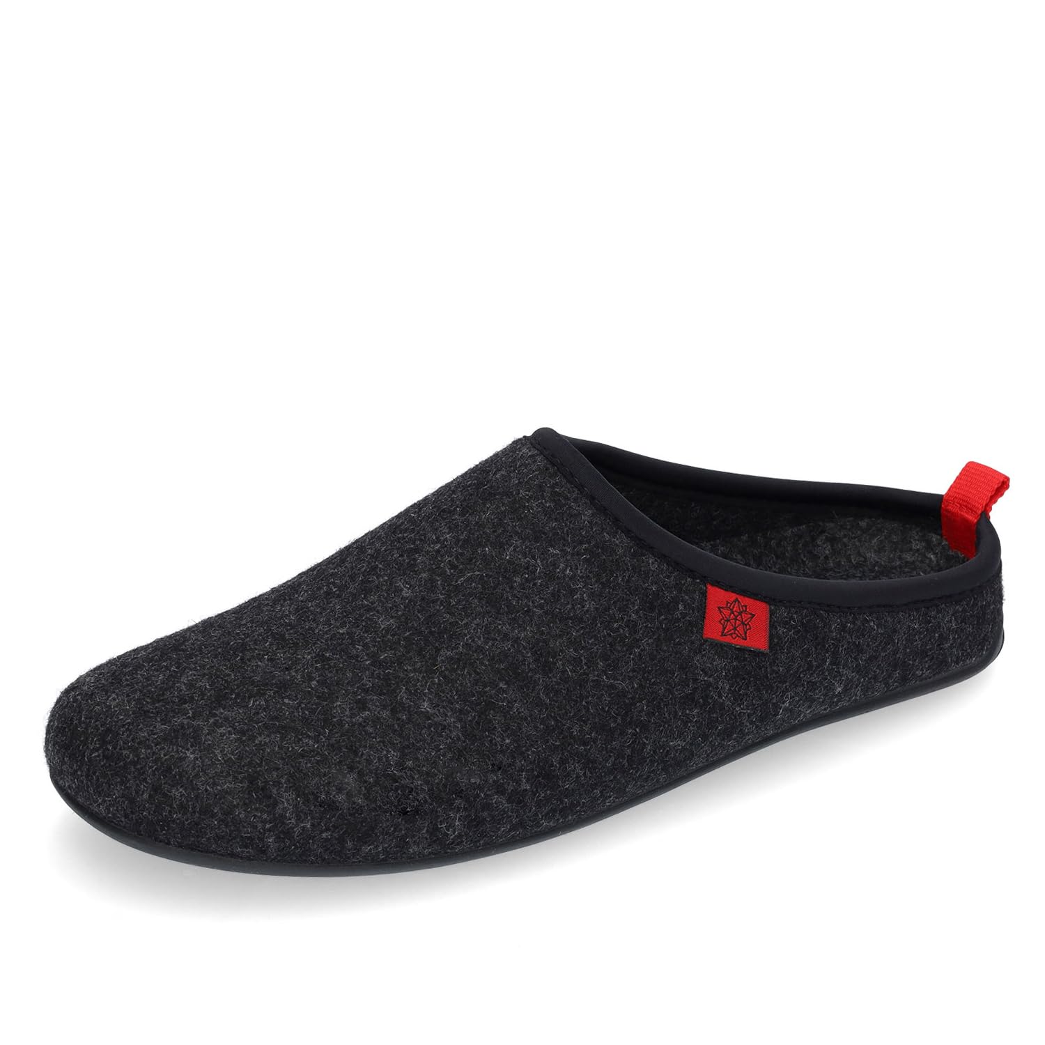 Andrés Machado Unisex home slippers for Men & Women - summer & winter - DYNAMIC - made of Wool & Felt - anti-slip rubber outsole & removable Insole - Black Size UK WOMEN 11/ UK MEN 10/ EU 44