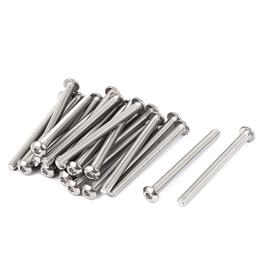 TA-VIGOR 25Pcs M3 x 35mm 304 Stainless Steel Button Head Hex Socket Cap Screws, Flanged Button Bolts Nuts Hex Drive Fastener for Machine