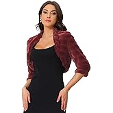 Allegra K Women's Bolero Jacket for Evening Dresses Wedding Open Front Cropped Fluffy Faux Fur Shrug