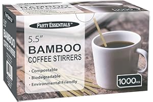 Party Essentials Bamboo 5.5" Coffee Stirrers/Beverage Stir Sticks, 1000-Count, Natural