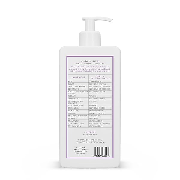 NATIVE BODY LOTION CONTAINS NATURALLY DERIVED PLANT-BASED MOISTURIZERS FOR WOMEN AND MEN | RESTORES DRY SKIN, LILAC & WHITE TEA, 16.5 FL OZ