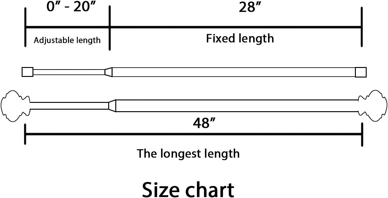 H.VERSAILTEX Elegant Window Treatment Telescoping Double Curtain Rod Set with Classic Cap, 3/4-Inch Diameter, Adjusts from 28 to 48 Inches, Nickel: Home & Kitchen