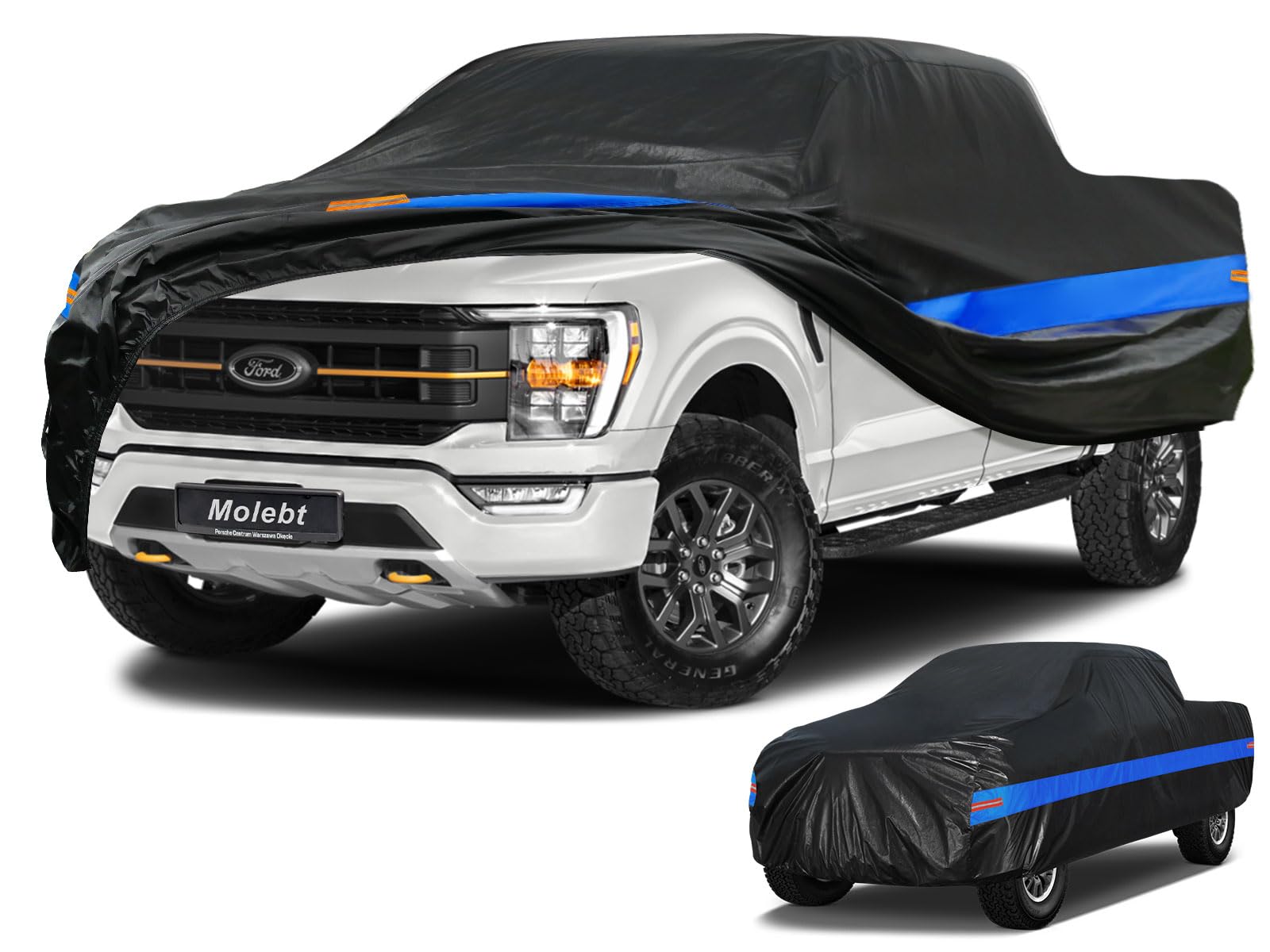 Photo 1 of Molebt Pickup Truck Cover Waterproof All Weather, Full Exterior Truck Car Covers Snow Sun Protection, Fit Ford F-150 250 350,Chevy Silverado,GMC Sierra,Dodge RAM 1500 ect (up to 240 inch)