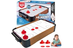 Tradeopia Wooden Mini Air Hockey Portable Tabletop Arcade Style Hockey Game with Motor, Electric Fan, 2 Strikers, 2 Pucks for