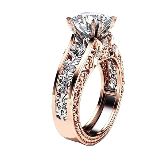 2018 Moda Mujer Floral Anillos Rings Anillo de Bodas Anillo de Compromiso DAYLIN (Plateado,