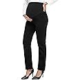 PACBREEZE Women's Maternity Pants for Work Over-Bump Pregnancy Casual Stretchy Straight Dress Pants with Pockets
