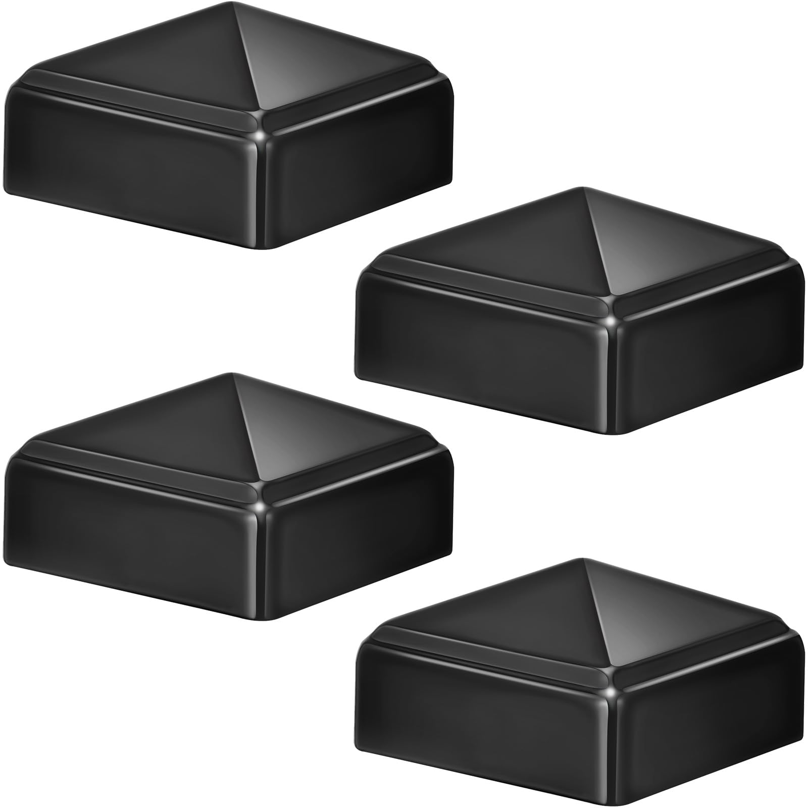 Photo 1 of Pelopy 4 Pcs Black Aluminum Pyramid Post Caps for True Wood/Metal Fence Posts of Decks or Corridors Mailbox Pyramid Cover (2" X 2")