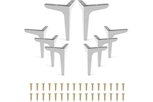 LOSODONA 6 Inch Furniture Legs Set of 8 Right Angle Furniture Legs Metal Table Legs Metal Modern Style Sofa Legs Chair Legs Heavy Duty Sofa Replacement Feet for Couch, Nightstand, Ottoman, Cupboard (Silver)
