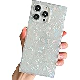 BANAILOA Compatible with iPhone 16 Pro Case Rectangle Edge for Women,Luxury Sparkle Colorful Shell Case Protective Soft Slim Girly Phone Cover for Phone 16 Pro - 6.3 inch (Colorful Shell)