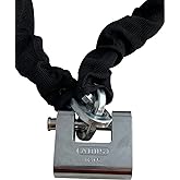 ABUS Hardened Steel 8KS 6 Foot x 5/16" Thick Square Security Chain with ABUS 92/65 Monoblock Brass Padlock Keyed Different, for Bikes, Containers, Trailers, ATV's, Motorcycles and Personal/Industrial