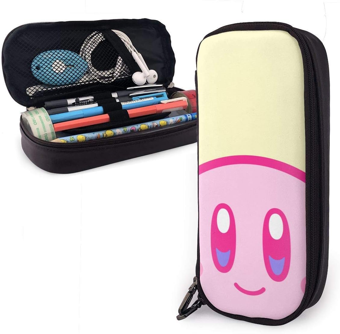 Kirby Leather Pencil Case Pen Bag for Girls Boys Kids Adult Pencil Pouch Stationery Storage Bags for School Office