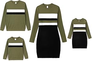 PATPAT Family Matching Outfits Fall Winter Cotton Long Sleeve Bodycon Dresses and Sweatshirts Tops Sets
