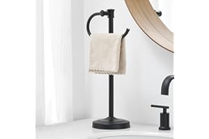 BESy 17 Inch Matte Black Stand Towel Bar Hanger Hand Towel Bar Bathroom Vanity Countertop Towel Holder Free Standing Stainles
