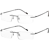 Success Eyewear Reading Glasses 2 Pair Rimless Ultra Lightweight Readers for Men and Women