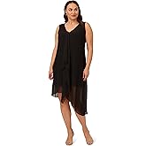 Adrianna Papell Women's Chiffon Jersey Dress, Black