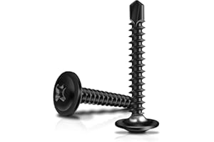 Marysino 100Pcs #10 x 1-1/4" Black Self Tapping Screws for Metal, 410 Stainless Steel, Sheet Metal Screws for Metal, Black Sheet Metal Screws Quick Tapping