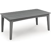 Signature Design by Ashley Weather Resistant Outdoor Coffee Table, Gray | Weather resistant HDPE, 48 in wide wood look, Outdoor coffee tables for patio, Ashley outdoor furniture, Lone View Bay