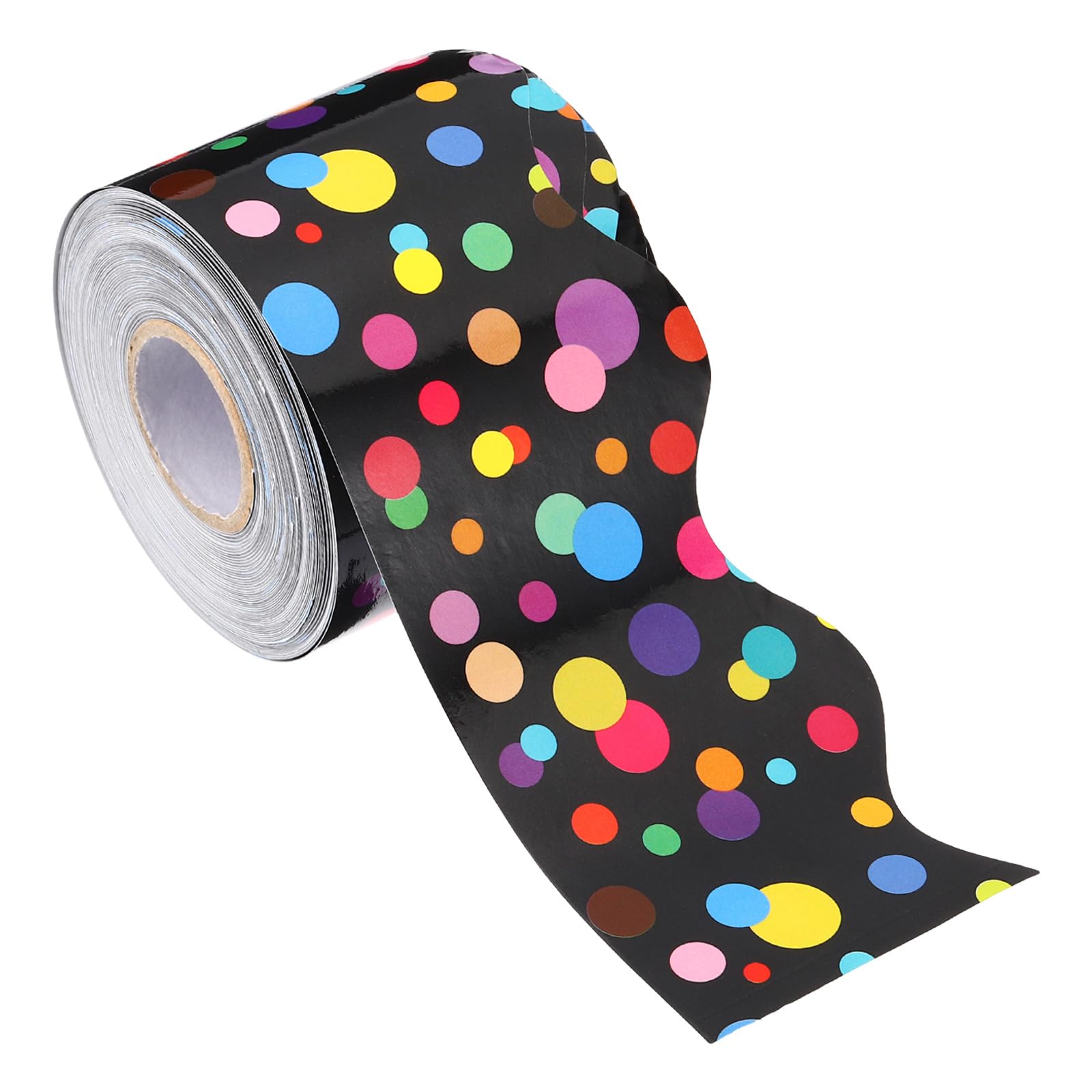 PATIKIL 2.24" x 65.6Ft Bulletin Board Border,Colorful Dot Scalloped Trim Strips Wall Decor for Locker Classroom Cork Poster Black Board White Chalkboard, Color, Black