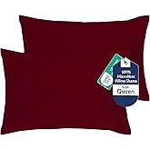 Royale Linens Pillow Shams 2 Pack Queen Size 20x30 Inch - Brushed 1800 Microfiber - Bed Pillow Shams, Wrinkle Resistant Super Soft and Cozy - Back Overlap Closure - Oxford Pillowcase (Queen, Burgundy)