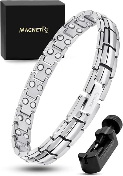 MagnetRX Women's Ultra Strength Magnetic Bracelet Titanium Silver Adjustable