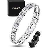 MagnetRX Women's Ultra Strength Magnetic Bracelet – Effective Titanium Magnetic Bracelets for Women – Adjustable Length with Sizing Tool for Perfect Fit (Silver)