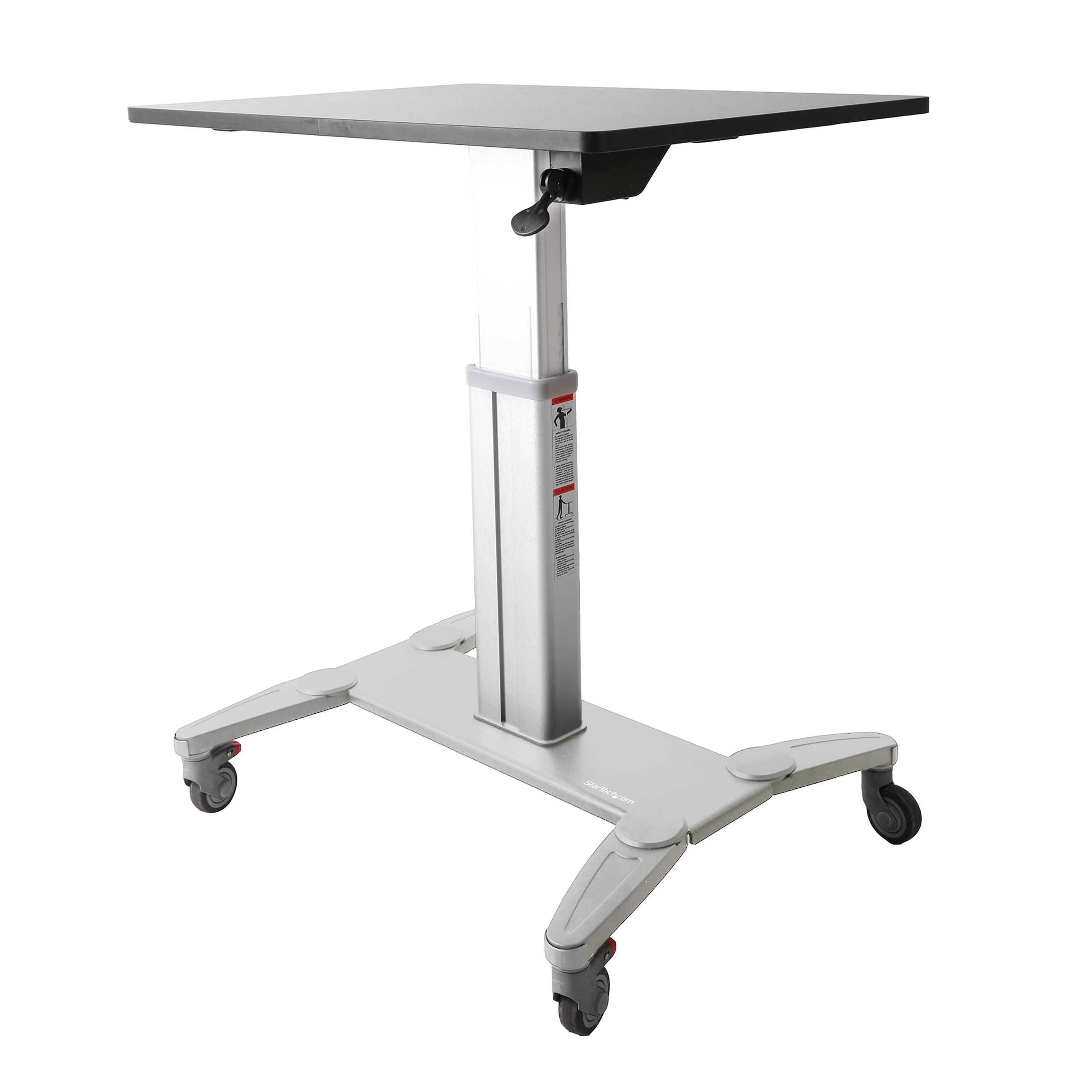 StarTech.com Mobile Standing Desk - Portable Sit Stand Ergonomic Height Adjustable Cart on Wheels - Rolling Computer/Laptop Workstation Table with Locking One-Touch Lift for Teacher/Student (STSCART)