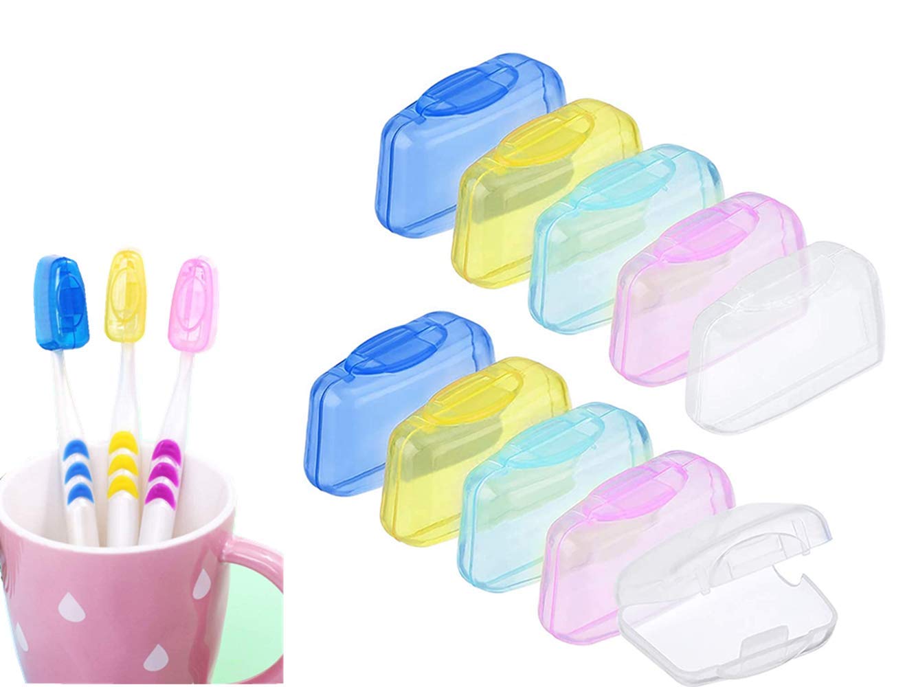 Bessy shop Toothbrush Covers, 10PcsToothbrush Head Protector Cap，Travel Portable Toothbrush Head Covers Toothbrush Protective Case Cap for Home Outdoor Camping Hiking