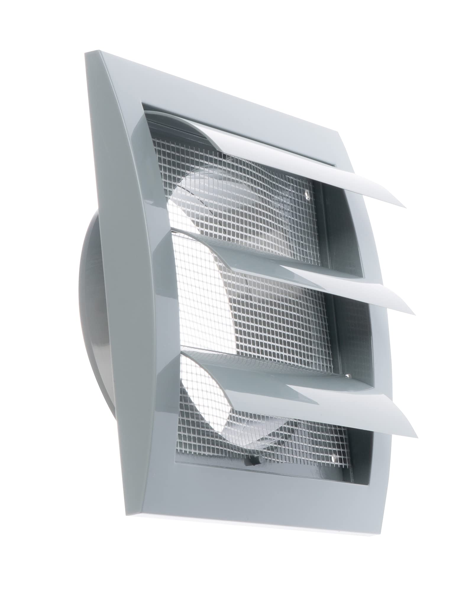 Steinberg14 Grey 100mm / 4'' Plastic Gravity Grille - Ducting Air Ventilation Cover with Round Spigot and Non-Return Gravity Shutters