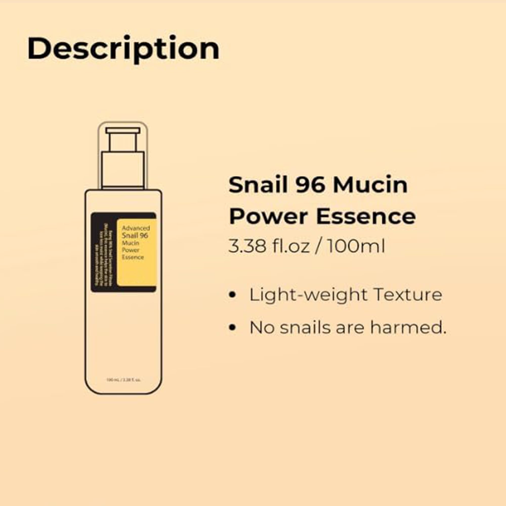 COSINGKIN Advanced Snail Mucin 96% Power Repairing Essence, Serum, Hydrating Serum For Face With Secretion Filtrate Dull And Damaged Skin, Anti-Aging & Discoloration Correcting 100 ML