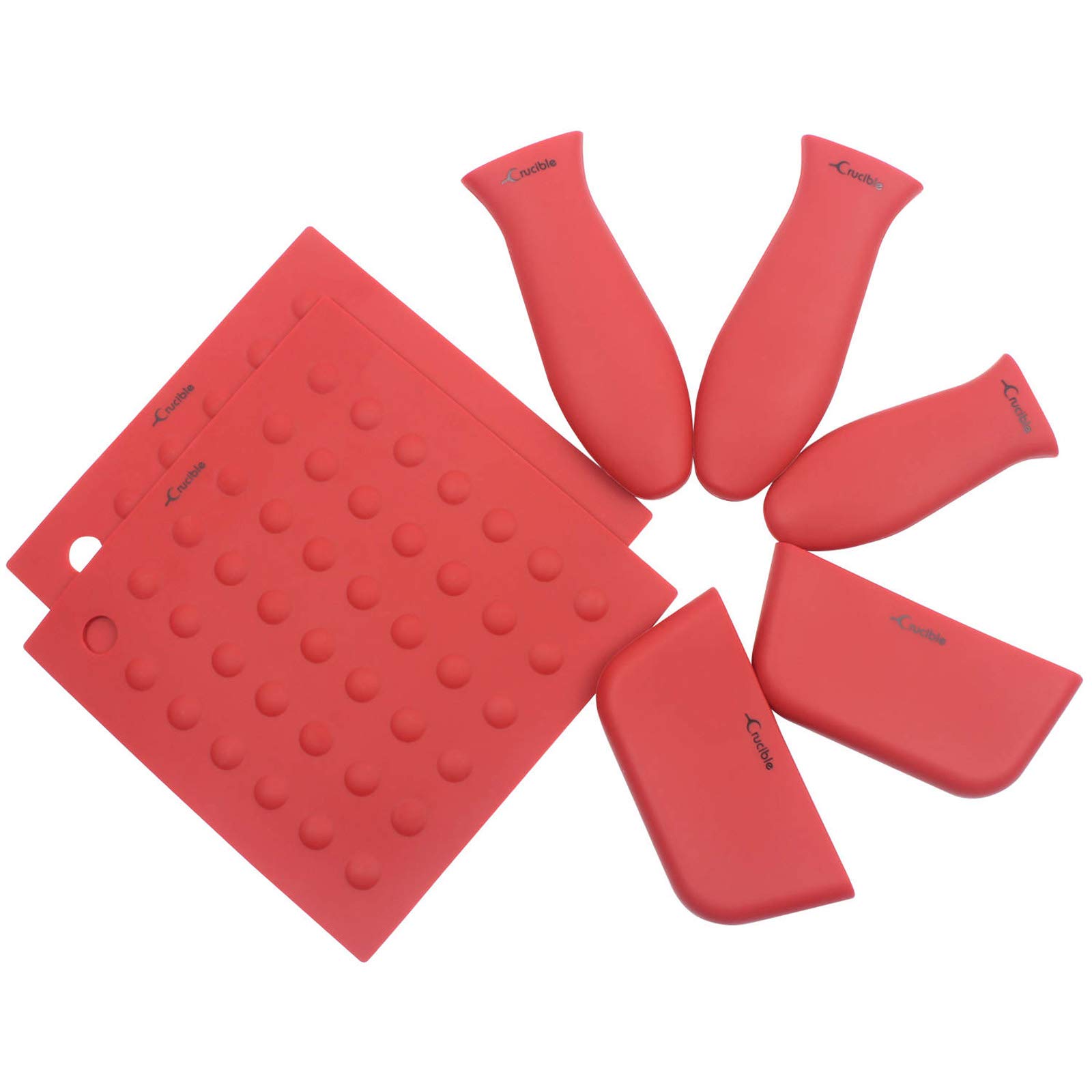 Crucible Cookware Silicone Hot Handle Holder, Set of 7, 7-Pack Mix, Red