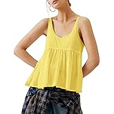 InterNos Women's Summer Flowy Tank Tops Sleeveless Strap Ruffle Shirts Babydoll Tunic Tank Peplum Tops
