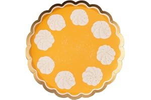 BONJOUR FETE Bonjour Fête Pumpkin Pie Small Paper Party Plates | Disposable Dessert Size | Premium Party Supplies | Thanksgiving, Fall Celebrations, and Kid's Harvest Festivals | Pack of 8, 8.5" D