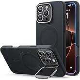 ESR for iPhone 16 Pro Case, Silicone Case with Stand, Compatible with MagSafe, Military-Grade Protection, Built-in Camera Stash Stand, Magnetic Phone Case for iPhone 16 Pro, Cloud Series, Black