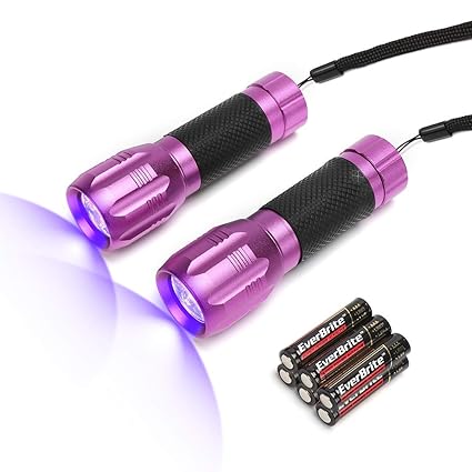 EverBrite Taschenlampen LED 2er UV Schwarzlicht Ultraviolett Leuchte 395nm aus Alulegierung, Detektor für falsche Papiergeld 
