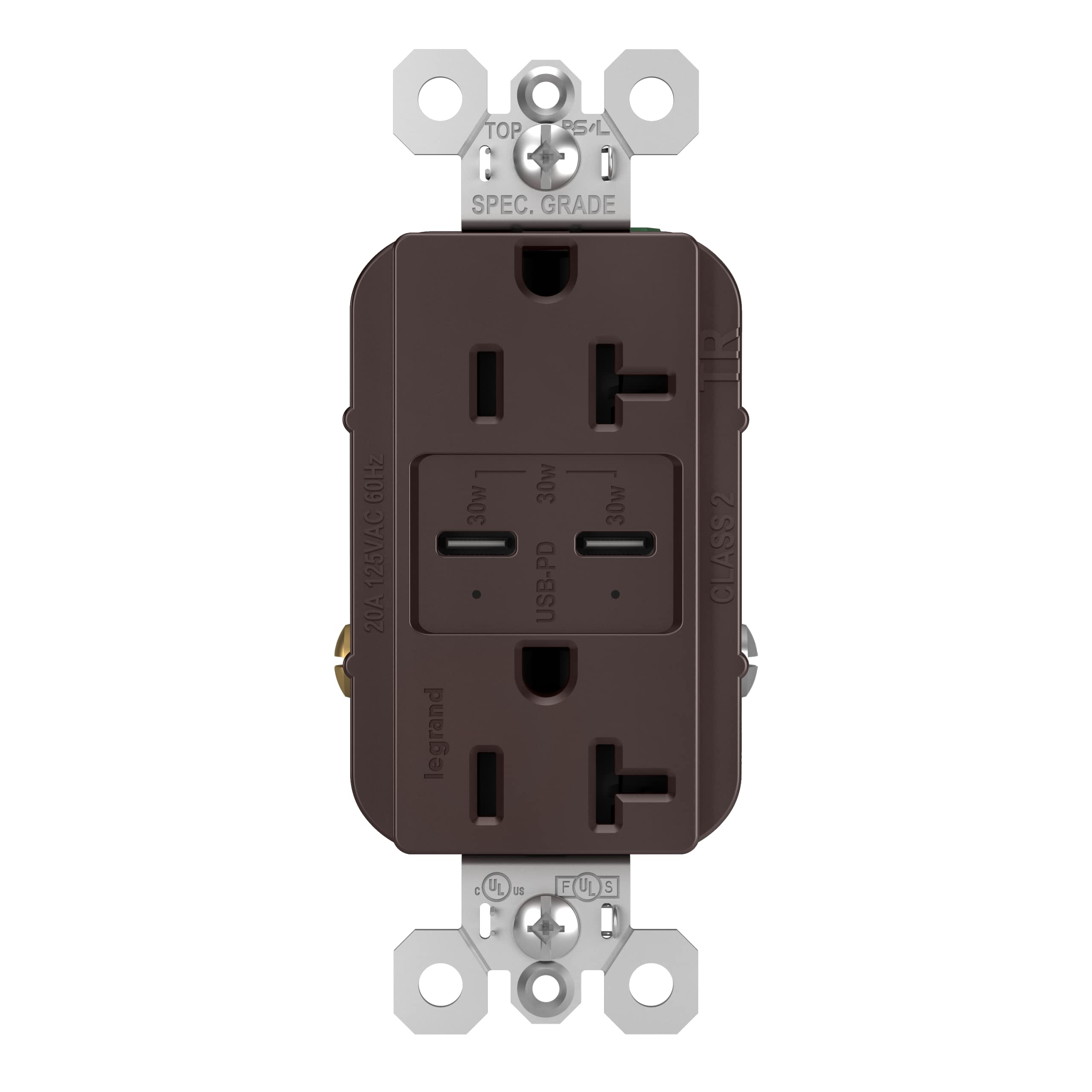 Photo 1 of (used)(see all images) Pass & Seymour TR20USBPDDB Power Delivery USB Outlet, Dark Bronze
