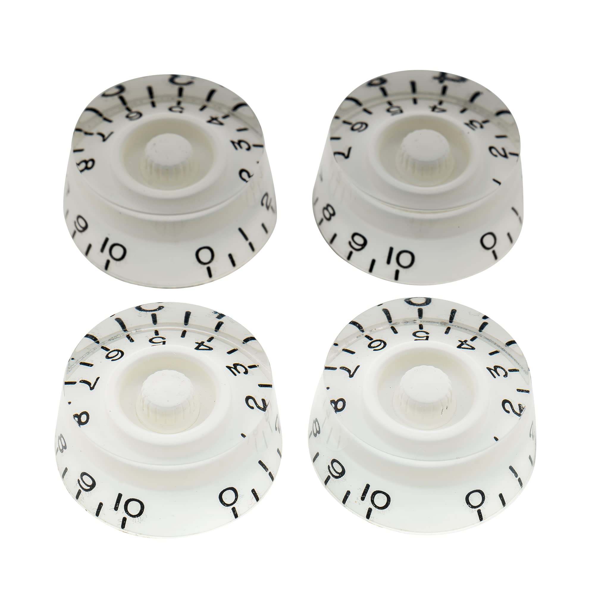 Musiclily Pro Metric Size 18 Splines Speed Control Knobs for Asia Import Guitar Bass Split Shaft Pots, White (Set of 4)