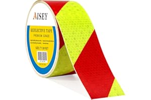 AISEY Reflective Tape Conspicuity Waterproof Yellow/Red Safety Caution Strips Tape Outdoor, Reflector Hazard Tape Stickers, Trailer Reflectors 2” X 30ft