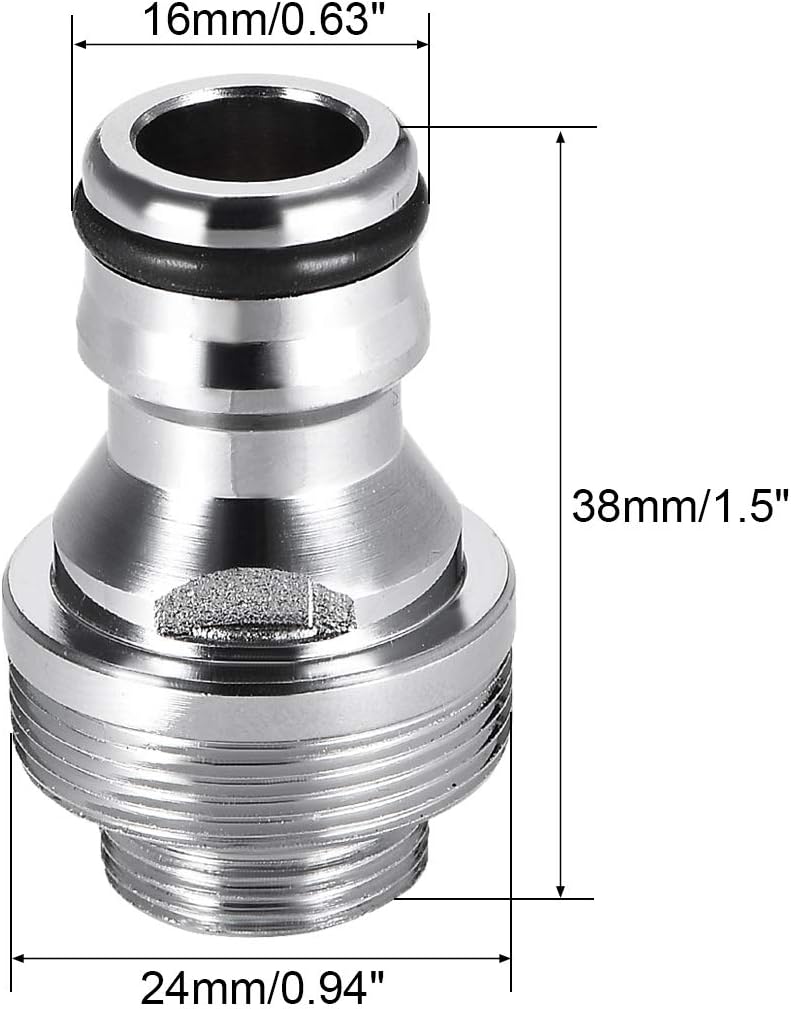 sourcing map Garden Hose Quick Connect Nickel-plated Water Hose Fitting Connectors M16 Male Threaded Adapter - Image 3