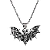 YWMAN Bat Necklace for Men - Stainless Steel Vampire Pendant, Gothic Halloween Goth Jewelry‌
