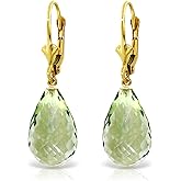 14k CTW 14k Solid Gold Loveliness Green Amethyst Earrings