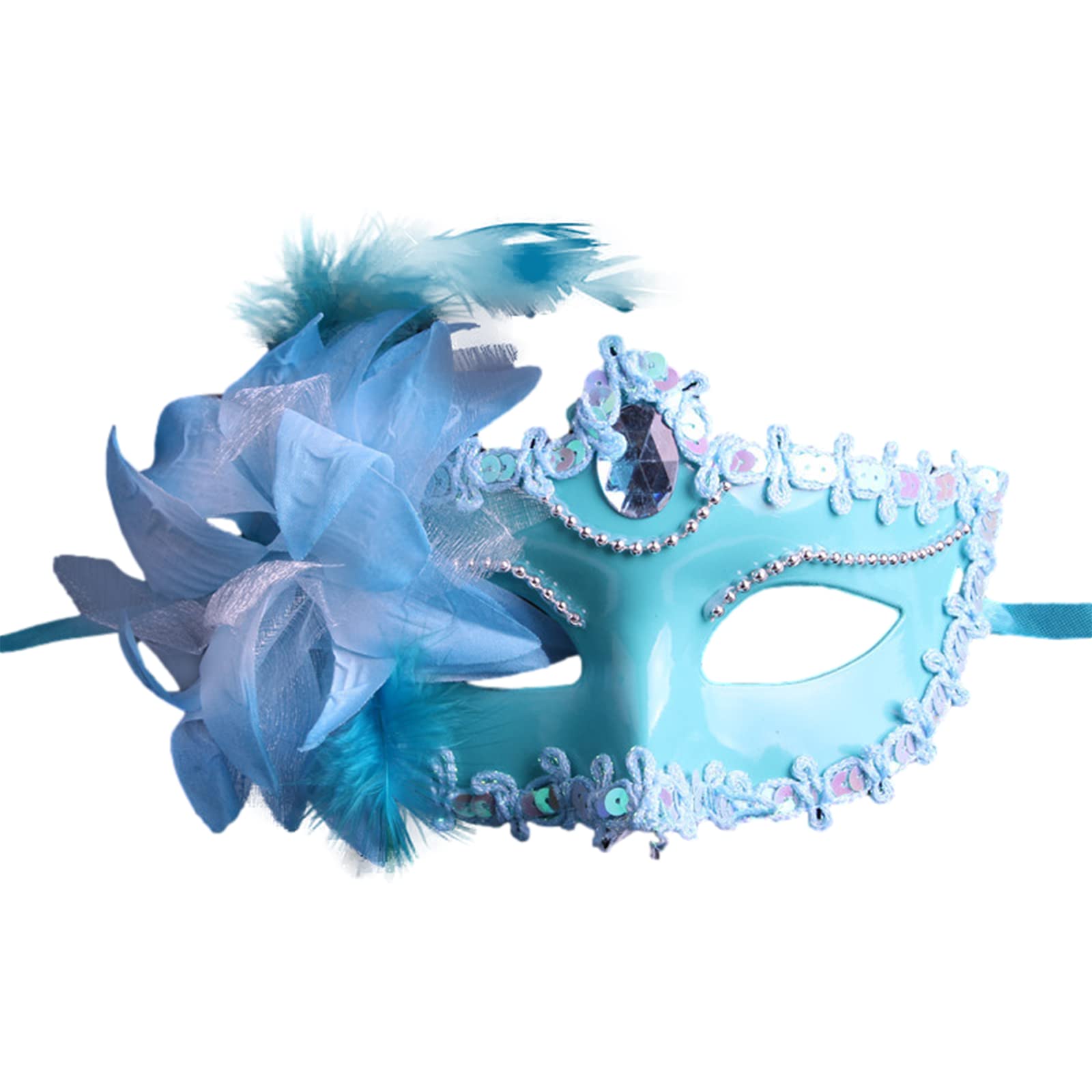 Jamron Women's Fancy Costume Mask with Rhinestones/Feather for Masquerade Party Ball Halloween Carnival Blue SN070310