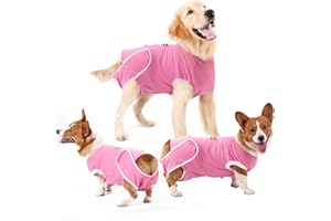 EMUST Dog Recovery Suit, After Surgery Wear for Dogs Male Female, Pet E-Collars Alternative Bandages, Professional Dog Onesie for Surgery for Abdominal Wounds, Weaning&Skin Diseases，Pink/S