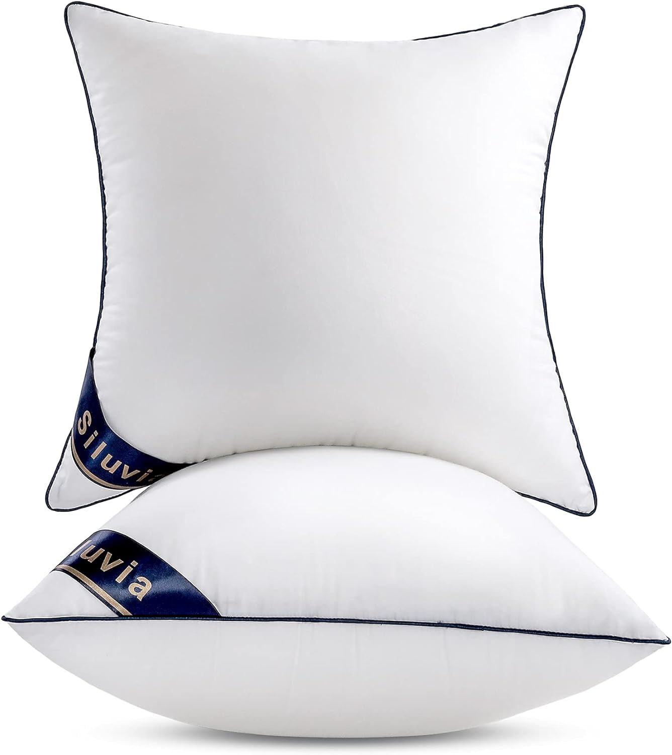 Siluvia 28"x28" Pillow Insert Set of 2 Square Throw 28 Pillows with 100% Cotton Cover for Sofa, Couch, and Bed - White Image