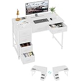 MUTUN Computer Desk with 6 Drawers, 39'' Home Office Desk, Reversible Desks with Adjustable Feet, Small Work Desk for Office,