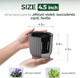 T4U Small Self Watering Plant Pots Indoor 6 Pack 11.5cm Grey Plastic view 2
