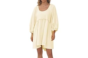 MISSACTIVER Women’s Oversized Patchwork Pullover Sweatshirt Dress Loose Lantern Sleeve Scoop Neck High Low Tunic Mini Dress