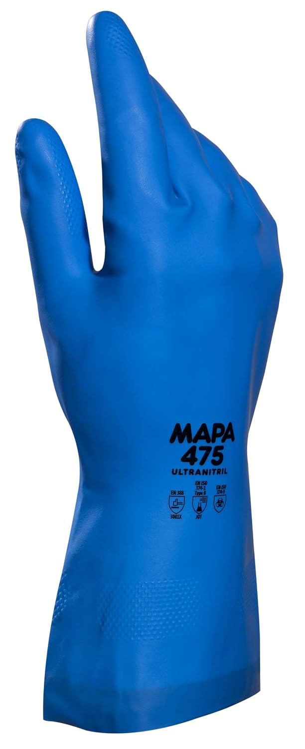 MAPA Professional ULTRANITRIL 475, Size 10, Protective Food Gloves, (1 Pair), Blue, 10 (XL)